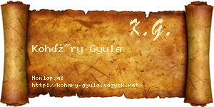 Koháry Gyula névjegykártya