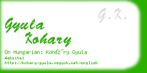 gyula kohary business card